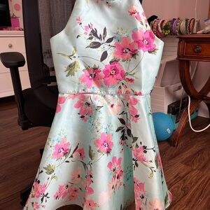 Zunie Floral Dress in Pink and Light Blue